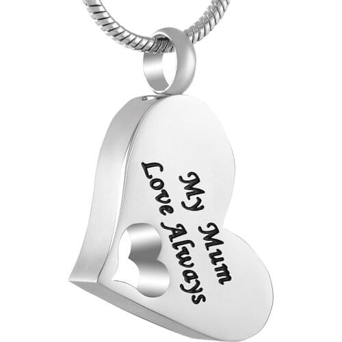 IJD8529 Hollow Heart Stainless Steel Cremation Keepsake Pendant Necklace for Ashes Urns Memorials Pendant Jewelry