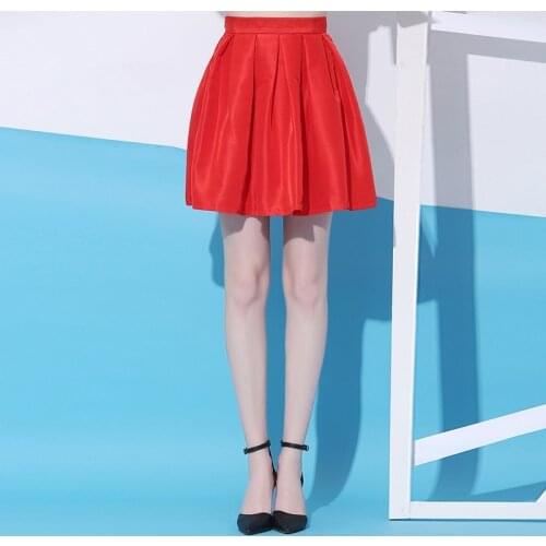 Customize Girls Womens Satin A Line pleated mini skirt Ladies all-match short Tutu skirts