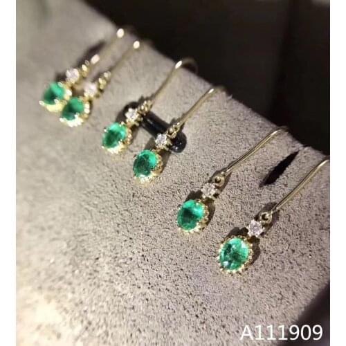 KJJEAXCMY boutique jewelry 925 sterling silver inlaid Natural Emerald ladies earrings support detection popular