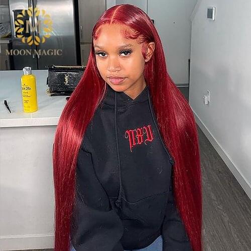 Red Lace Front Human Hair Wigs Colored Lace Front Wigs Human Hair Bone Straight Lace Front Wig T Part Lace Wigs With Baby Hair
