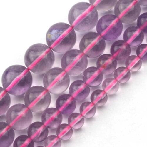 Round purple fluorite beads natural stone beads DIY loose beads for jewelry making strand 15" wholesale