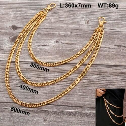 Hot selling gold stainless steel Curb link chain necklace trousers chain hip-hop jewelry Waist chain