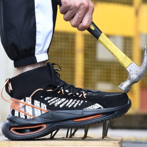 Fashion Male Safety Boots Socks Sneakers Work Boots Anti-puncture Anti-smash Safety Shoes Work Protective Shoes Steel Toe Boots
