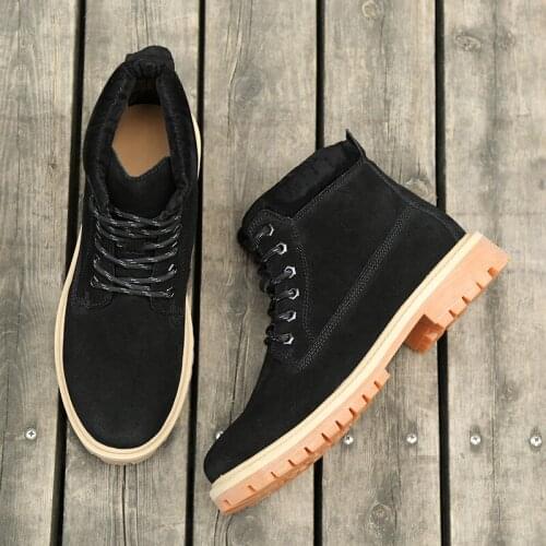 2019 New Autumn and Winter Solid Color Korean Version of The British Wind Mens Martin Boots Wild Comfortable Warm Mens Boots