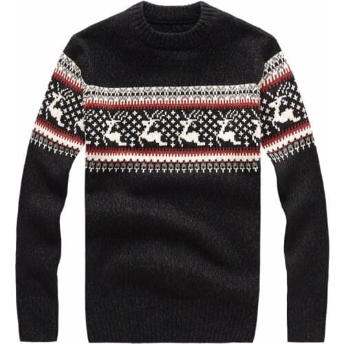 New 2019 Men Pullover Knitted Sweater Autumn Winter Fashion Brand Clothing Mens Sweaters with Deer Slim Fit