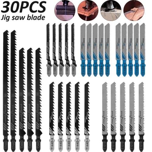 30Pcs Jig Saw Blade Jigsaw Blades Set Metal Wood Assorted Blades Woodworking T144D/T118A/T118B/T101B Power Tool Saw Blade
