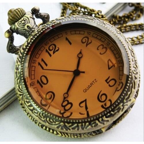 New AMBAR Vintage BIG size Pocket Watch Women Retro Necklace Watch Woman Fashion Ladies bronze classic Steampunk