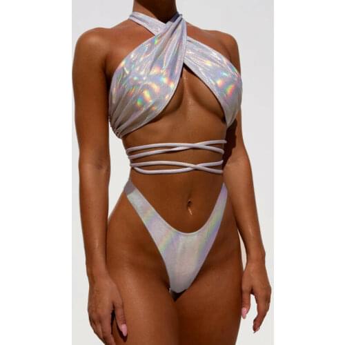 New Hot Summer Women Push-up Bandage Bikini Set Deep V-neck Lace Up Swimsuit Ladies Bathing Suit Push Up Swimwear Beachwear