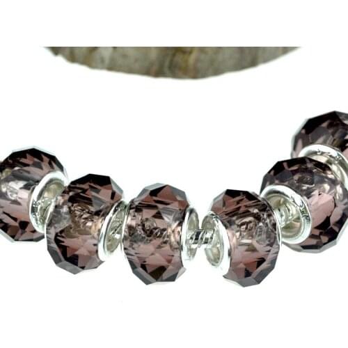 Wholesale 100pcs 9x14mm Middle Purple Faceted Glass Beads European Big Hole Beads For Jewelry Making Bracelet Necklace DIY Beads