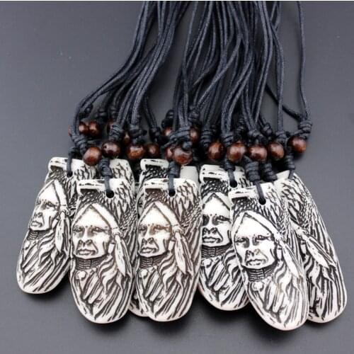 Wholesale 12pcs Hot Yak bone powder Carving Tribal Chief Eagle Charm Pendant Necklace Gift MN226