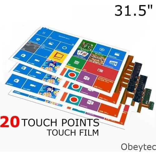 31.5" Capacitive Touch Screen Film, Work Through Glass, Support 3-12 mm Glass, 20 Touch Points, Water Proof, Driver Free