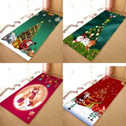 Christmas mat, Christmas holiday atmosphere, Santa Claus, Christmas elemental printed flannel home Anti-Slip absorbent mat