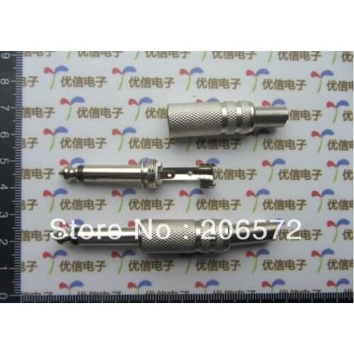 Silver 6.35mm microphone audio plug single track