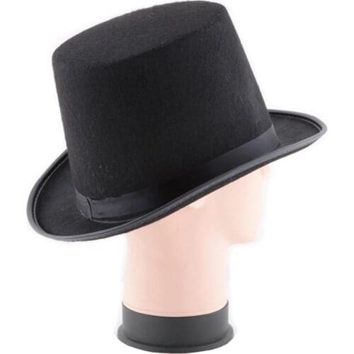 New 13CM/16CM Height Punk Black Hatter Top Hat Halloween Props Felt Hats Millinery/ Magician Magic Trick Cap SCI88