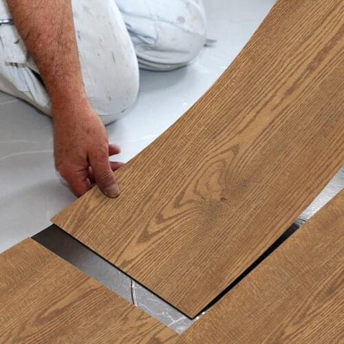 Modern Style Floor Stickers Wood Grain PVC Waterproof Self-adhesive Bedside Wall Decoration Wallpaper Kitchen Home Decor