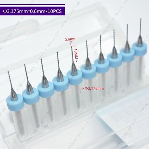 3.175mm*0.6mm,10pcs,Free shipping PCB Drill Bit,CNC milling Cutter,Solid carbide Drill,wood tool,plastic