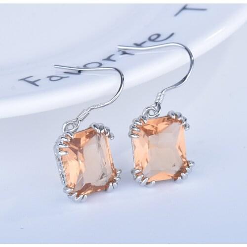 Solid 925 Sterling Silver Drop Earrings for Women Colour Topaz Party Accessories Wedding Jewlery Earrings Christmas Gifts