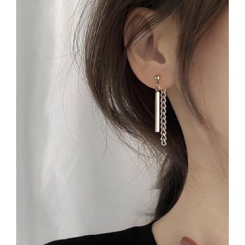 Post-hanging Chain Dangle Earrings For Women Geometric Tassel Fashion Korea New Trendy Hot Sale Girlfriend Jewelry Gift BOYULIGE
