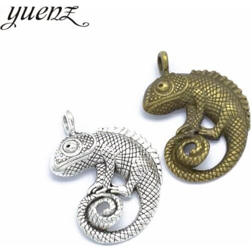 YuenZ 4 pcs Antique Silver color Lizard Charms Pendant Bracelets Necklace Jewelry Making Findings Accessories 35*26mm D9252