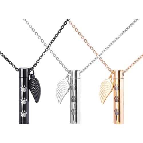 Jewelry Cylinder Necklace Pet Memorial Necklace Angel Wing Souvenir Souvenir-i Still Need You to Be Close to Me