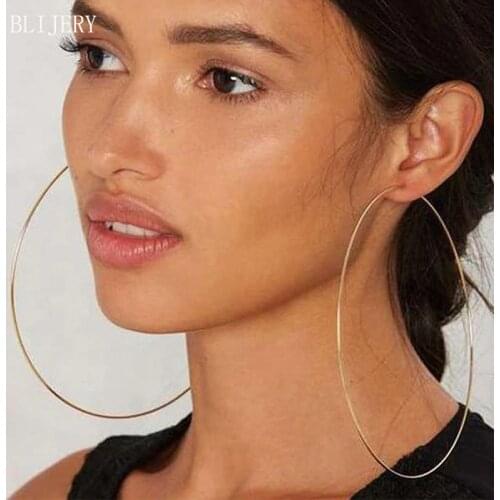 BLIJERY Exaggerated 12cm Super Big Hoop Earrings Smooth Large Circle Earrings for Women Statement Jewelry Boucles d'oreilles