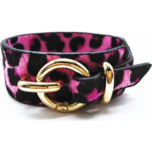 Red Pink Fuxia New Hot Round Circle Fashion Leopard Print Wide Leather Bracelets Women Vintage Bangle Female Wedding Jewelry