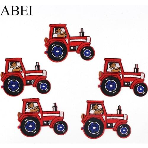 10pcs/lot Cartoon tractor Patches Iron On Truck Sewing Appliques Diy Jeans Backpack Coats Stickers Garment Apparel Patchwork