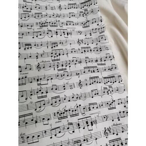 100% Plain Cotton Fabric ViaPhil Music Staff Printed Musical Notation Fabric Patchwork Cloth Dress Home Decoration