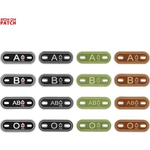 2Pcs PVC Blood Type group tag A+ B+ AB+ O+ Positive Patch Badges A B AB O POS Tactical Patch for Bag Shoe Shoelace zipper