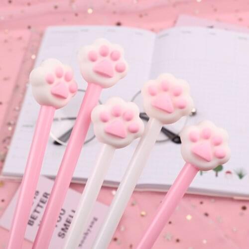 20pcs Japanese creative stationery cute cat claw neutral pen student writing tool office signature pen 0.5 MM black