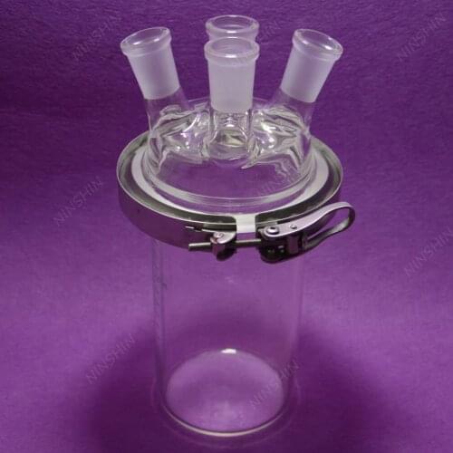 2000mL 24/​40 Four Necks,​Glass Cylinder Reactor,2 Litre Flat Bottom Reaction Flask