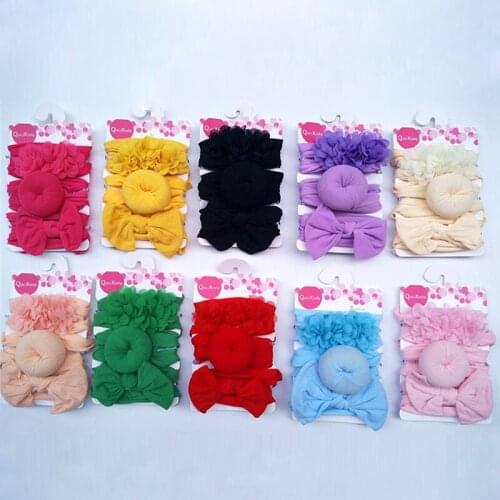3Pcs/Set Baby Headbands For Newborn Hair Band Cute Baby Bow Flower Elastic Bow Headwear Kids Gifts Girl Hair Accessories