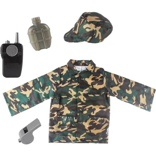 4pcs Soldier Cosplay Costume Camouflage Clothing Children Pretend Toy Uniform Shirt Hat Whistle Boys Army Cosplay Special Forces