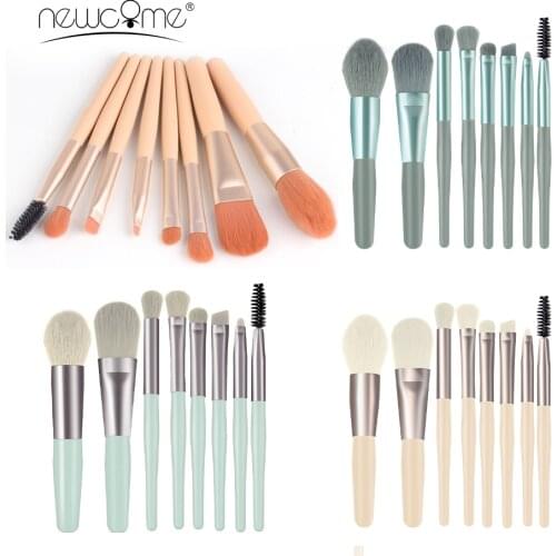 NEWCOME 8Pcs Portable Soft Makeup Brushes Tool Set Cosmetic Powder Eye Shadow Foundation Blush Blending Beauty Make Up Brush