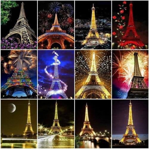 DIY Eiffel Tower Diamond Painting Landscape Tower Rhinestone Of Picture Cross Stitch City Building Diamond Embroidery Home Decor