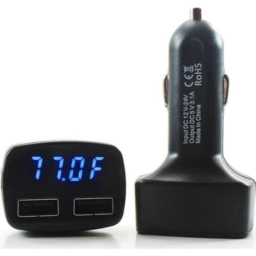Car Charger USB Mobile Phone Universal Car-Charger Phone Charger 3.1A Smart Charger Temperature Ammeter Power Tools Accessories