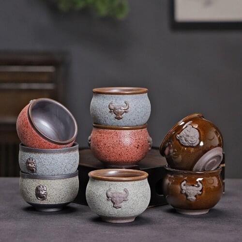 Purple Sand Tea Cup Pottery Clay Handmade Retro Tea Cup Ceramic Stoneware Kung Fu Tea Set Japanese Tea Set