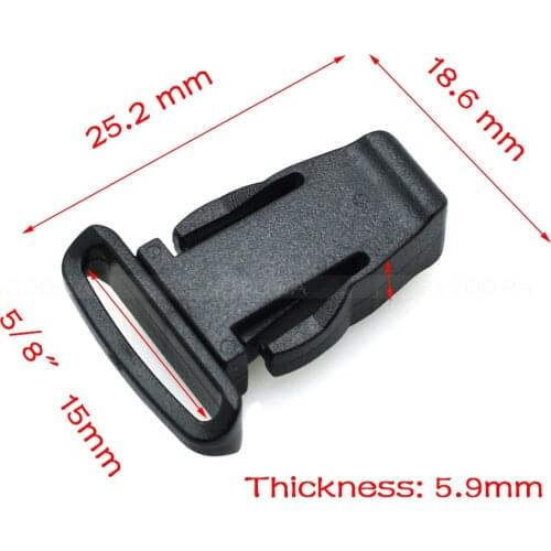 10pcs 5/8''(15mm)Black Plastic Buckles Side Release Buckles for Mobile Phone Paracord Necklace