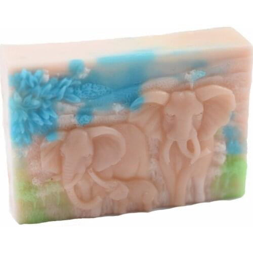 Elephant FamilyCartoon Mold S507 Craft Art Silicone 3D Soap Mold Craft Molds DIY Handmade Candle Molds