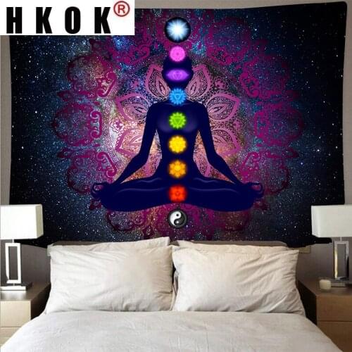 HKOK Cheap India Mandala Yoga Tapestry Wall Hanging Trippy Psychedelic Tapestries Witchcraft Wall Cloth Carpet Home Decor