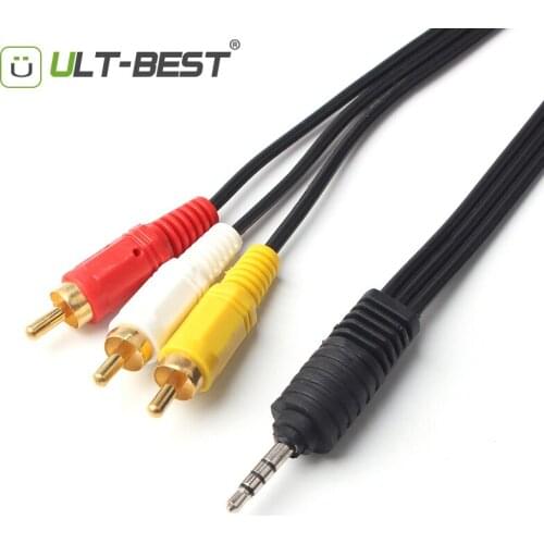 ULT-Best 3.5mm Jack Male to 3 RCA Male Cable Audio Stereo AUX AV Audio Video Converter Cord for TV Box CD DVD Player 1.5m