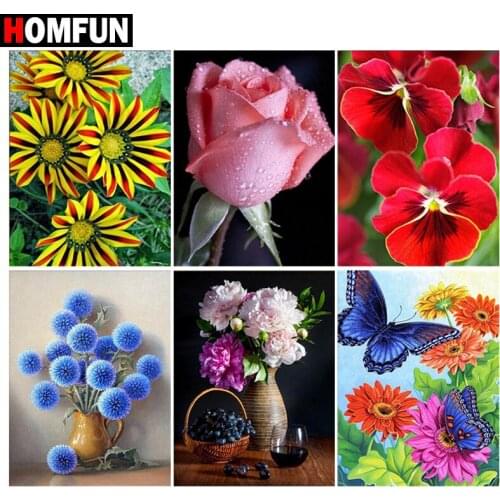 HOMFUN Rhinestone Painting Crystal Decor Diy Diamond Painting "Flower landscape" 3D Cross Stitch Pattern Diamond Embroidery