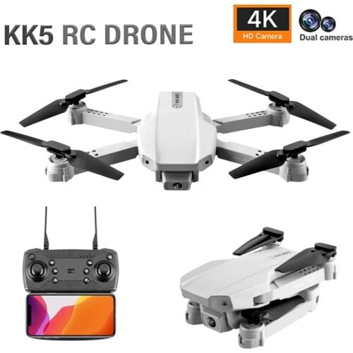 KK5 RC Drone with Camera 4K HD Wifi FPV Dual Camera Drone Headless Mode Altitude Hold Mini Dron Folding Quadcopter Toy for Kids