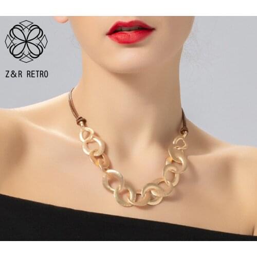 Gold Color Circles Statement Necklace Neck Chokers Vintage Costume Jewelry Pendants Womens Chain Suspension Unusual Accessories