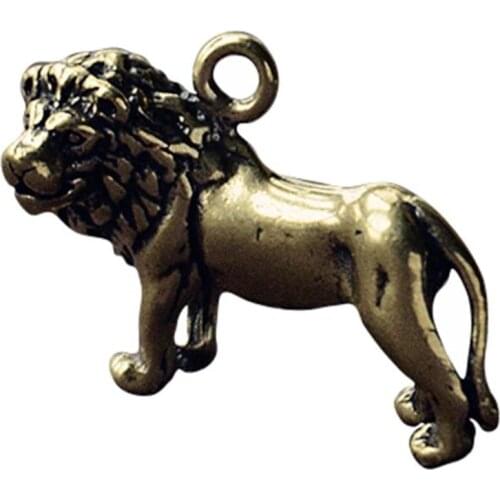 3D Lion Casting Animal Mini Figurine Retro Style Metal Sculpture Home Office Room Desktop Decoration Collect Ornaments Gift