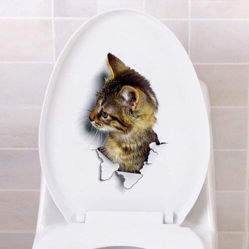 Cute 3D Cat Wall Sticker Bathroom Toilet Living Room Home Decor Decal Background PVC Wall Stickers can CSV