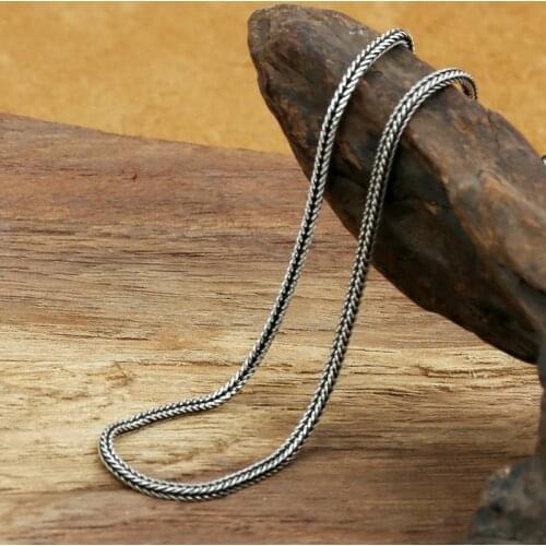 Fashion S925 Sterling Silver Retro Thai Silver Vintage Style Custom Made Chiang Mai Handmade Foxtail Necklace Men And Women