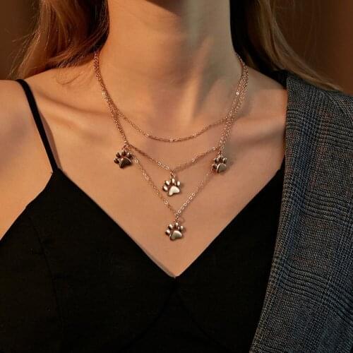 Fashion Multi-layer Cat Paw Choker Necklace Elegant Women Travel Street Cute Statement Clavicle Chain Jewelry Gift