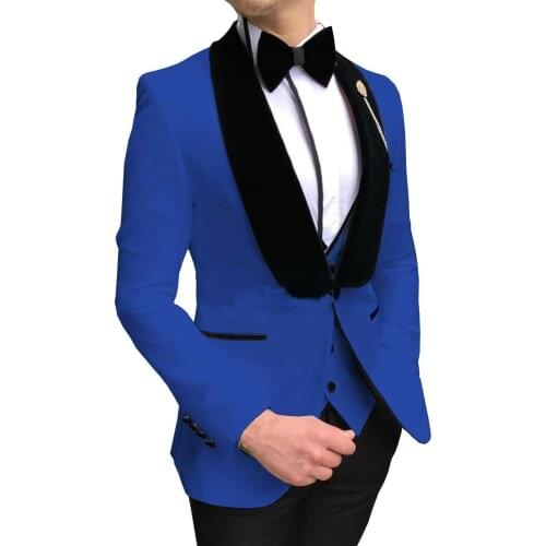 2020 Latest Coat Pant Design Royal Blue Men Suit Set Slim Fit 3Pcs Formal Tuxedo Groom Wedding Suits Custom Prom Terno Masculino