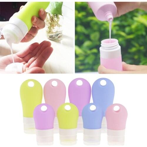 Pack of 8, Portable Empty Refillab Bottle Case Holder Silicone Containers Home Travel